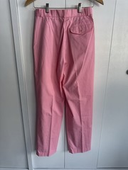 Vintage 1980s Pink Pleated Polyester Cotton Blend Pants High Waisted Rise