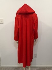Vtg MycraPac Now Reversible Long Hooded Cape Red/Orange Sz S/M Raincoat Wind