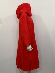 Vtg MycraPac Now Reversible Long Hooded Cape Red/Orange Sz S/M Raincoat Wind