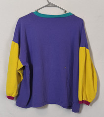 Vintage 80s/90s Spirit Activewear Color Block Shirt USA made Sz Lg Thrashed