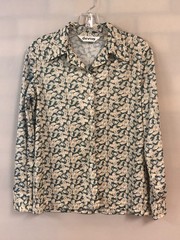 Devon Vtg 70s Polyester Top Size M Floral Blouse Collared Long Sleeves Button Up