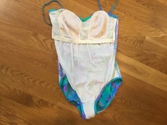 VTG DeWeese Design Swimsuit 60s 70s Fabric Flower Embellishments Sz 12