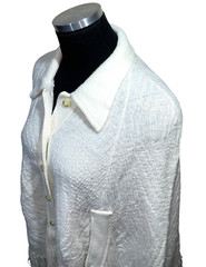 Vintage 60s Wintuk Knit Poncho Cape Shawl Sweater Button Fringe Trim Cream