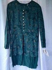 Vintage Coco Bianco Dress size 14 green/gold long sleeve NWT