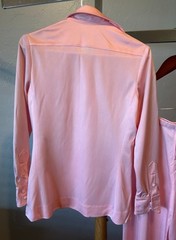Vintage New Manning Silver Design Pink Pantsuit Size 12, see measurements