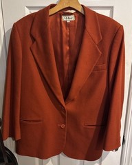 LL Bean Vintage Burnt Orange Blazer Size 10P Wool Cashmere Silk Lined