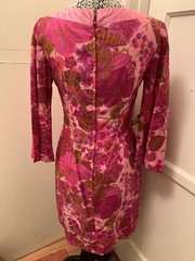 Vintage Silk Custom Made Japanese Style Dress Tunic Pink Fuchsia Small