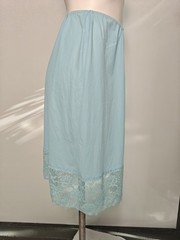 Vintage Van Raalte Large All Nylon Light Blue Half Slip Lace Trim *Read