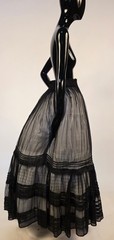 BEST EVER VICTORIAN 19TH C SHEER BLACK SOFT SILK CHIFFON FULL VOLUME SKIRT