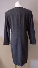 Vintage 80’s Gray Wool Blend dress Nipped Waist Colorful Blazer Set Paquin 6