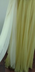 Vintage Kiki Hart NY Two Tone Yellow Chiffon Gown W Trailing Cape Grace Kelly