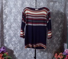 Vintage 70s Striped Knit Top Size Medium 1970s Retro Academia Mod Hipster Artsy
