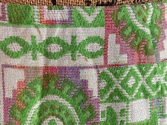 Vintage 1960s 1970s Mod Green Red Ivory Tapestry Mini Skirt Jacket Set Women’s S