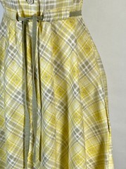 Vintage 1960’s COTTON yellow & grey check plaid shirtdress with belt Petite-size