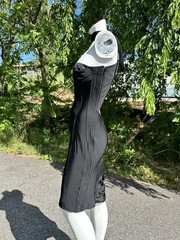 Vintage 2004 Gucci Black Silk Pleated Halter Open Back Dress IT 42 Tom Ford Era