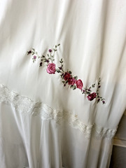 VTG California Dynasty Ivory Nightgown Lace Embroidered Rose Bridal Honeymoon XL