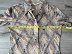 VTG Casual Corner Button Up Blouse Top Women’s Size S 1970s Silky Geometric