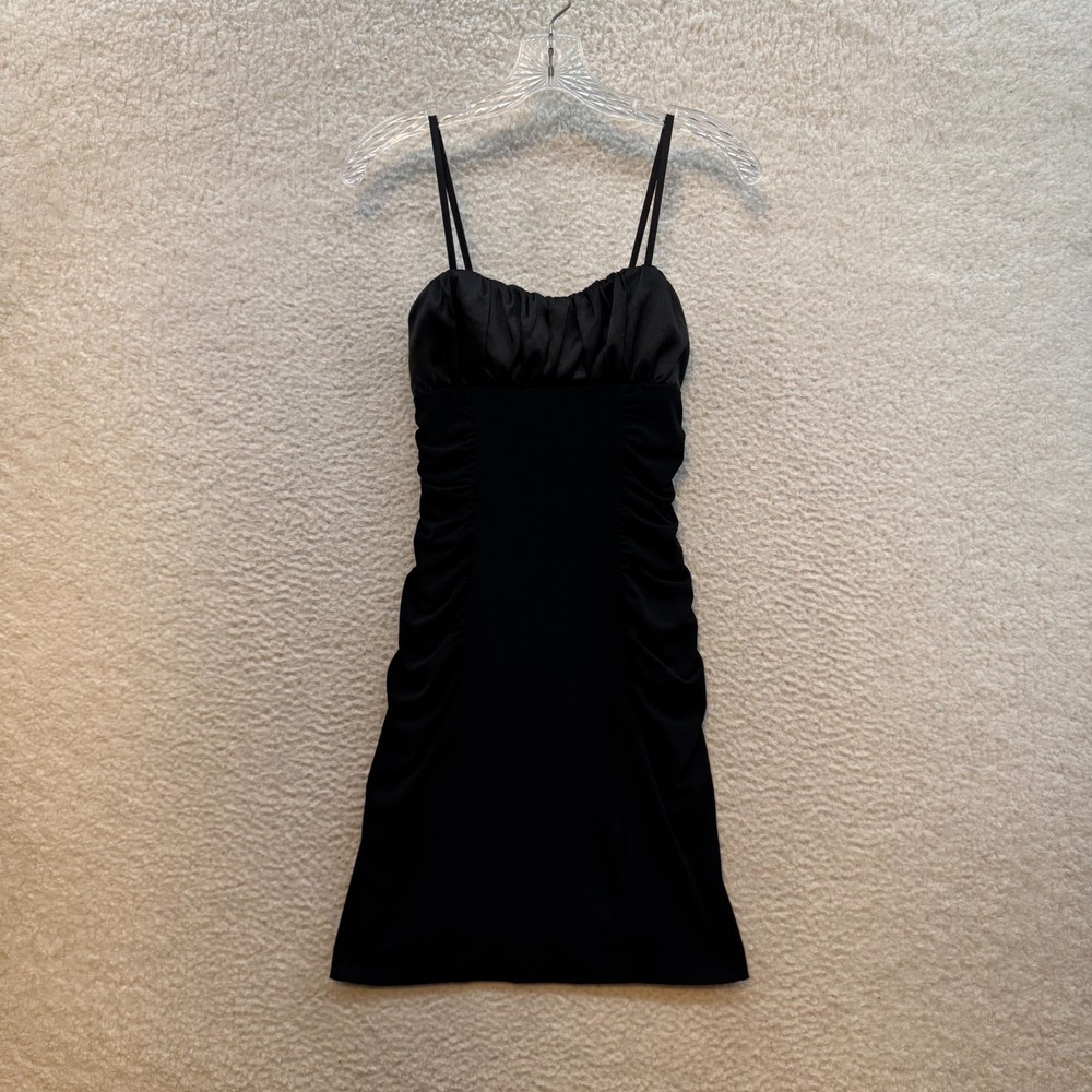 Y2K Vintage Black Mini Dress XS Small Slinky Stretch Bodycon McBling Bimbo