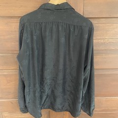 Black Long Sleeve Button Down Collard Floral Print Witchy Goth Grunge Blouse