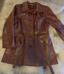 VTG Argentina Leather Burgandy Mid Length Coat