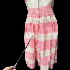 Semi-Sheer Silk Organza Peppermint Stripe Barbie Pink Vintage Tea Dress 1990’s