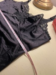 vintage camisole SIZE M black lace sexy pin up top Nylon classic retro