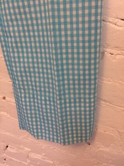 Sears VTG 70s cropped wide leg high waist cotton gingham pants blue Xs Mod