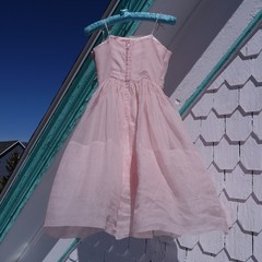 Vintage handmade 50s pink chiffon balletcore puffy cupcake mini dress