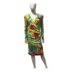 Vintage 1990s Leonard Paris Silk Dress Women’s Medium Colorful Jersey Knit