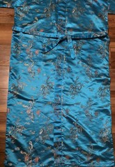 Vintage Golden Dragon Embroidered Satin Kimono Robe – Teal Blue XL