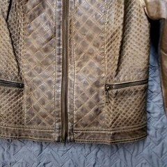 Vintage JOUJOU Polyurethane Textured Kacket Womens Size L Brown Full Zip