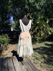 Vintage 80s Does 50s Lanz Originals Chiffon Floral Dress