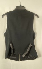 Vintage 90s Alberto Makali Cache Women’s Black Leather Wool Zip Front Vest USA