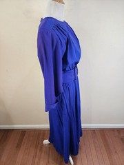 Vintage 80s Nina Piccalino Purple Big Shoulder Belted Midi Dress Women’s Size 7