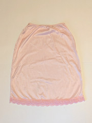 Vintage Blush Pink Nylon Half Slip Lace Hem Petticoat Size Small Hong Kong