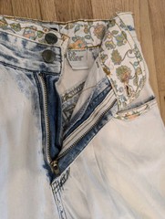 Vtg GET USED by ELIE High Waist Floral Patches Acid Wash Mom Jeans Streetwear 90