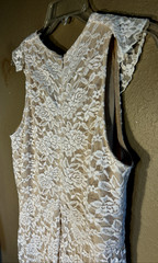 Vintage Lace Cream Maxi Dress Sz 3XL Cottagecore Boho Fairy 2 Level Hem 16-4