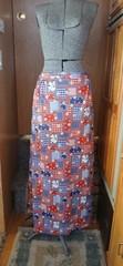 Vintage Red White Blue Patchwork A line Maxi Skirt 4th of July