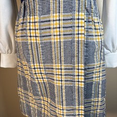 Vintage Gay Gibson Dress Mod 60s 70s JR Small 2 4 Navy Blue & Plaid Schoolgirl
