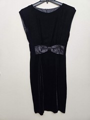 Vintage Solid Black Velvet Lloyd Williams Pencil Dress Small 6 Lined Sleeveless