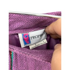 VTG 80s Prophecy Midi Skirt Womens XS Multicolor Purple Green Red Linen Blend