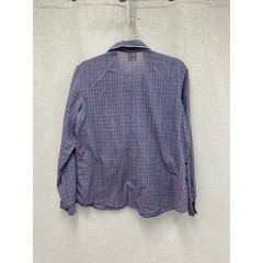 Shirley of Atlanta 70s Plaid Lace Trim Blouse Womens Size 38 Blue Red Vintage