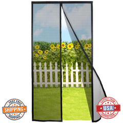 Risareyi Magnetic Screen Door Self Closing, 44 x 86 inches, Black Upgraded Polye