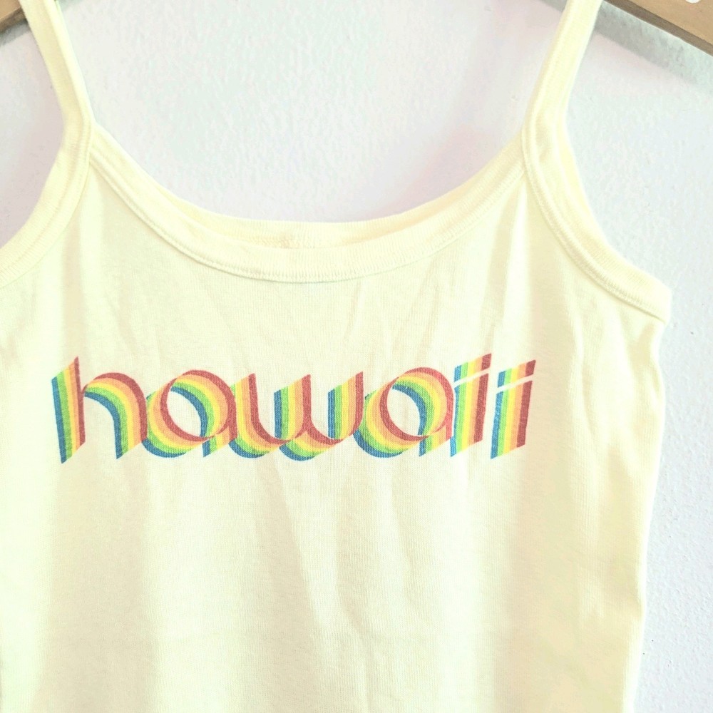 Vintage 70s/80s Crazy Shirts 100% Cotton Ivory Hawaii Rainbow Tank Top Womens XS