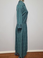 Vintage 1940s 1950s Teal Green Stripe Design Dress Bob Low (B-34″ W-27″)