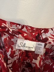 Vintage Silkscreen 100% Silk Camisole Set Size Large Red Floral W/ Hanger