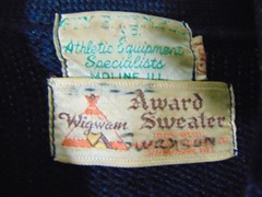 1950s Womens Black Athletic Sweater/Cardigan-S/M-Wigwam Award Sweaters-SALE