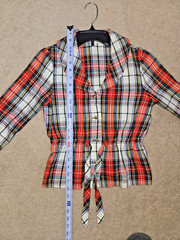 Vtg 70s JCPenney Fashions Womens Small plaid checkered long sleeve shirt