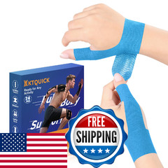 KTQUICK 24pcs Waterproof Hypoallergenic Kinesiology Tape Thumb Wrist Support Blu