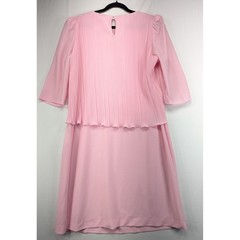 Cue Fashions Pink Pleated Overlay Shift Dress Vintage USA Made Size 18.5 Pastel